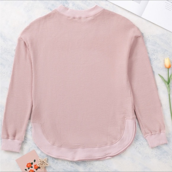 Last 1! #23 Classic Blush Pink Waffle Weave L.S. Top - Picture 12 of 14